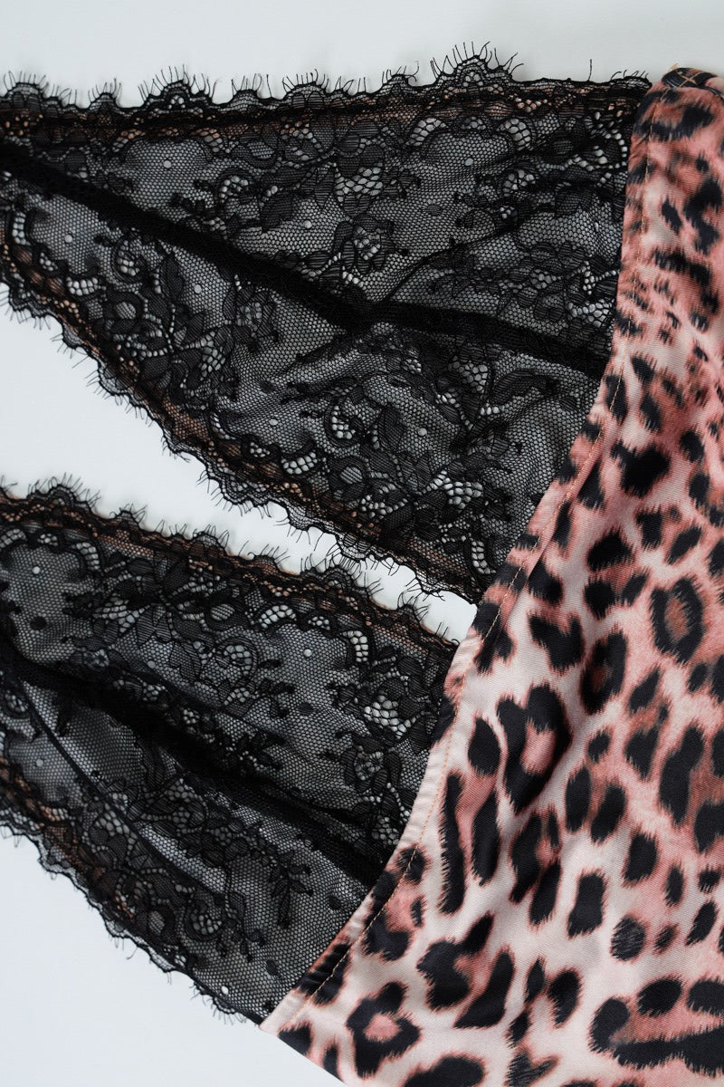 Sexy Leopard Deep V Lace Patch Halter Top image 7
