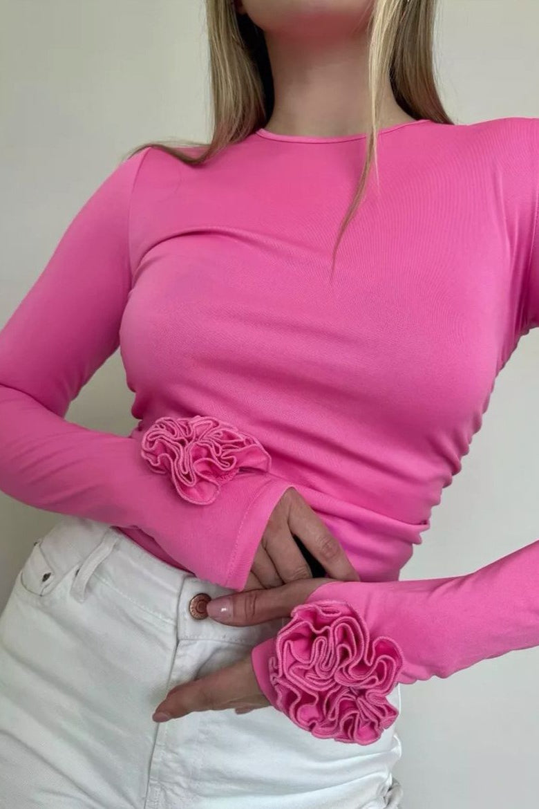 3D Floral Slim-Fit Long Sleeve Tee image 8