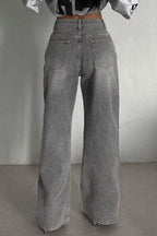 Concrete Grey Straight Leg High Waist Jeans image 5