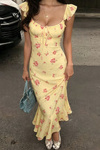 Floral Square Cap Sleeve Maxi Dress image 4