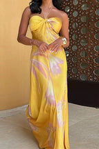 Print Backless Strapless Beach Maxi Dress image 1