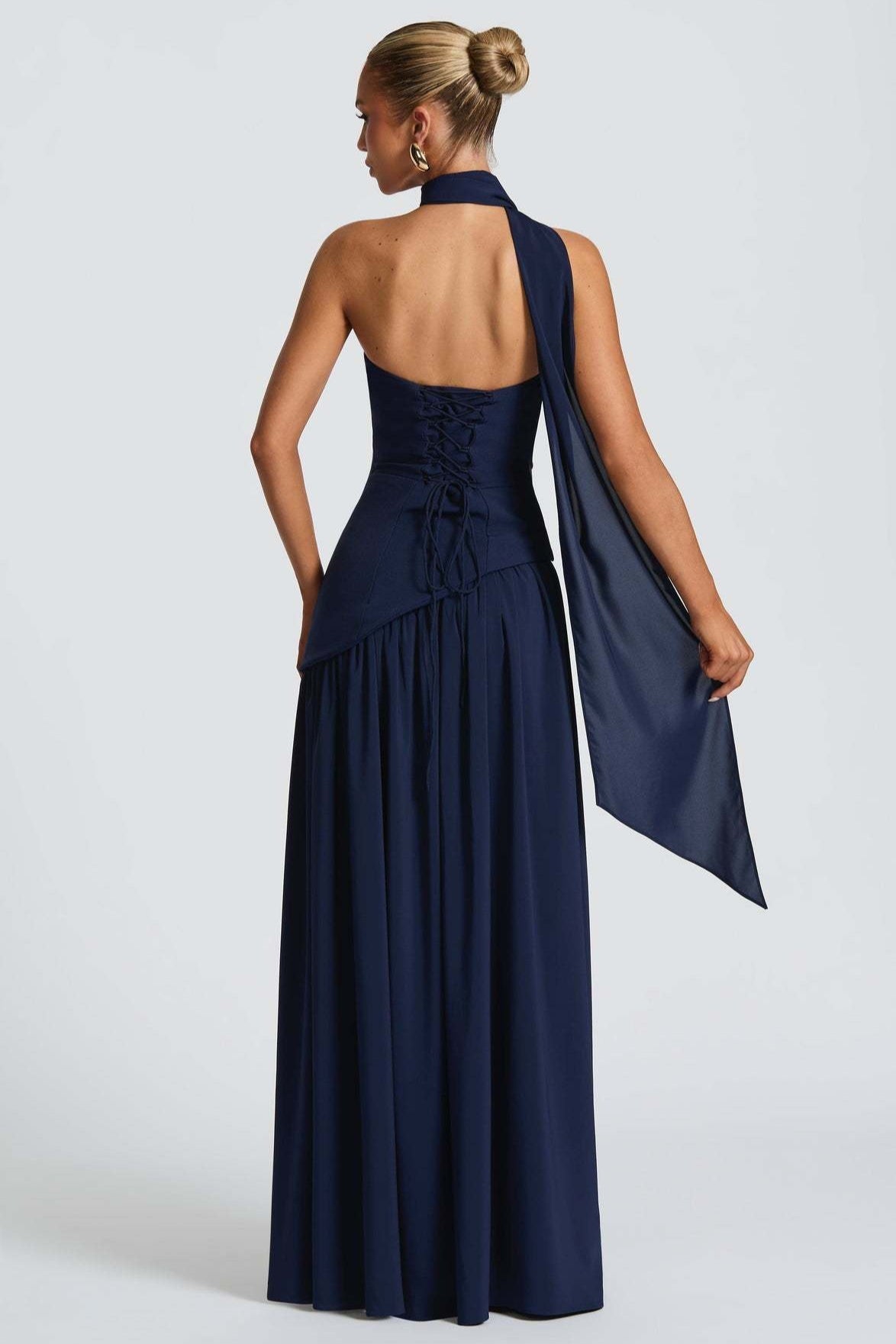 Solid Bustier High Slit Formal Dress image 14