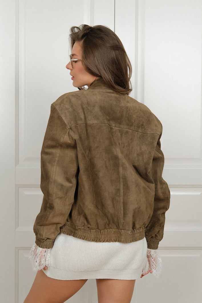 Vintage Suede Stand Collar Jacket image 1