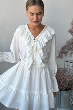 Chiffon V Neck Flared Sleeve Mini Dress image 4
