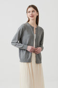 Cotton Crew-Neck Lightweight Knit Outerwear Cardigan image 1
