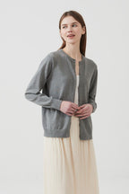 Cotton Crew-Neck Lightweight Knit Outerwear Cardigan image 1