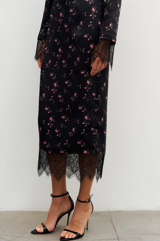 Chic Slim Floral Print Long Sleeve Skirt Set image 5
