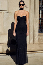 Sequin Strapless Bodycon Fish Tail Maxi Dress image 11
