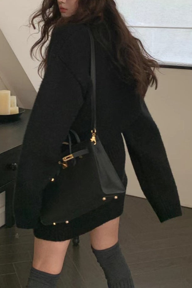 Short Fitted Knit Round Neck Slim Two Piece Set image 8