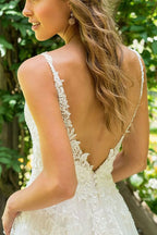 Lace Deep Backless Train Wedding Dress image 4