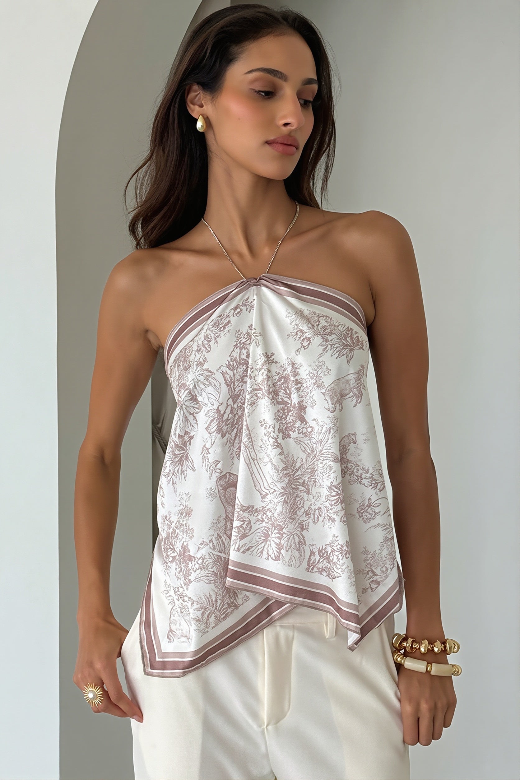 Vacation Print Back Tie Halter Top image 5
