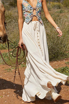 Solid Color Tie Waist Casual Skirt image 2