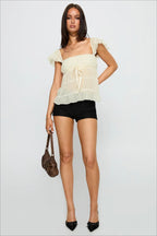Sweet Lace Panel Ruffle Sleeve Cami Top image 5