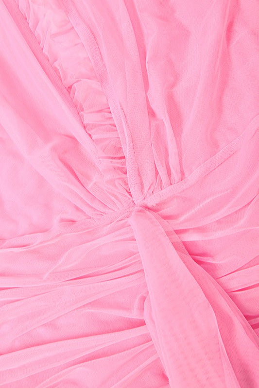 Mesh Splicing Halter Tie Maxi Dress image 6