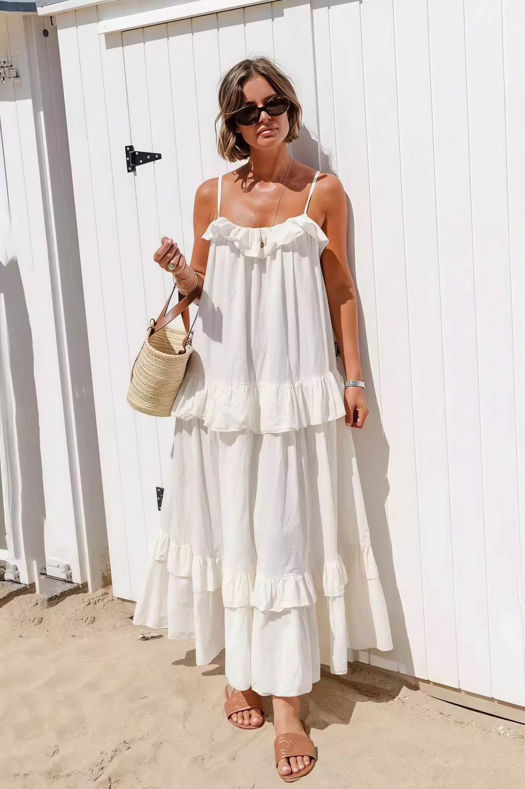 Ruffle Hem Flowy Beach Maxi Dress image 1