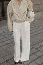 Retro Solid Wool Notch Collar Elastic Waist Coat image 4