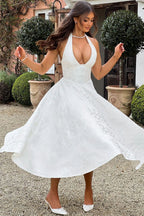 Jacquard Halter V-Neck Party Dress image 4