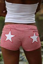 Streetwear Star Print High Waist Striped Shorts image 7