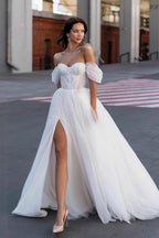 Elegant Forest Long Sleeve Train Wedding Dress image 4