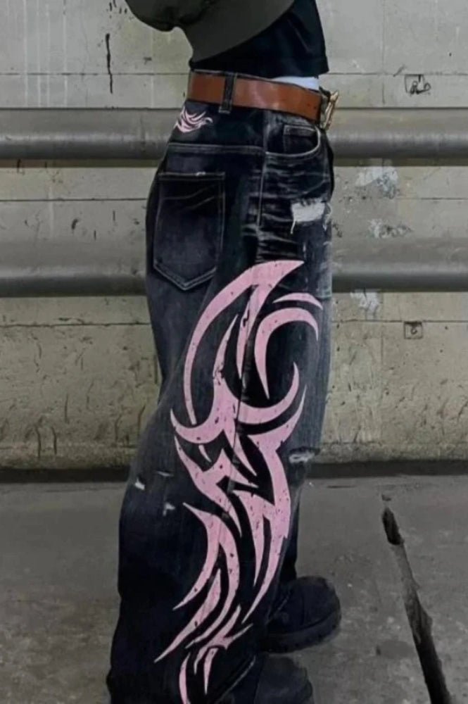 Gothic Print Wide-Leg Jeans image 8
