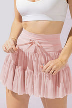 Mesh High Waist Lace Pleated Mini Skirt image 7