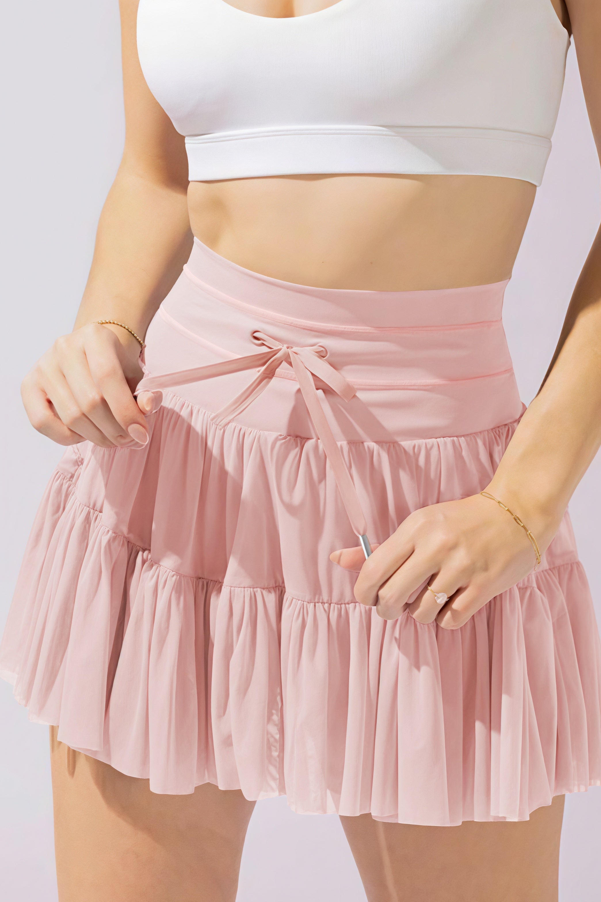 Mesh High Waist Lace Pleated Mini Skirt image 7