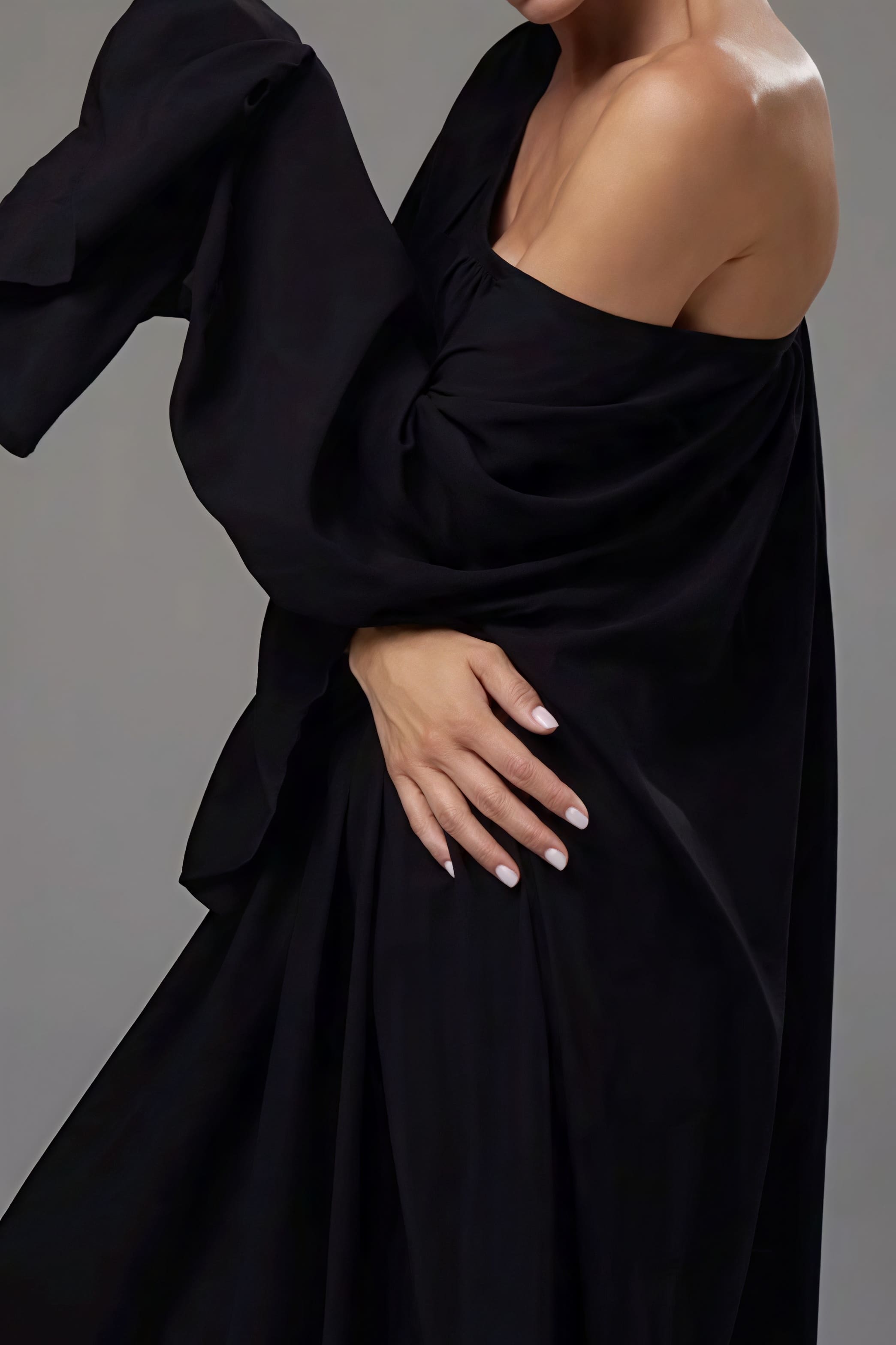 Solid Loose Slouchy Flared Hem Maxi Dress image 9
