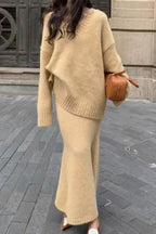 Lazy V-neck Knit Sweater Mermaid Skirt Two Piece Set image 10
