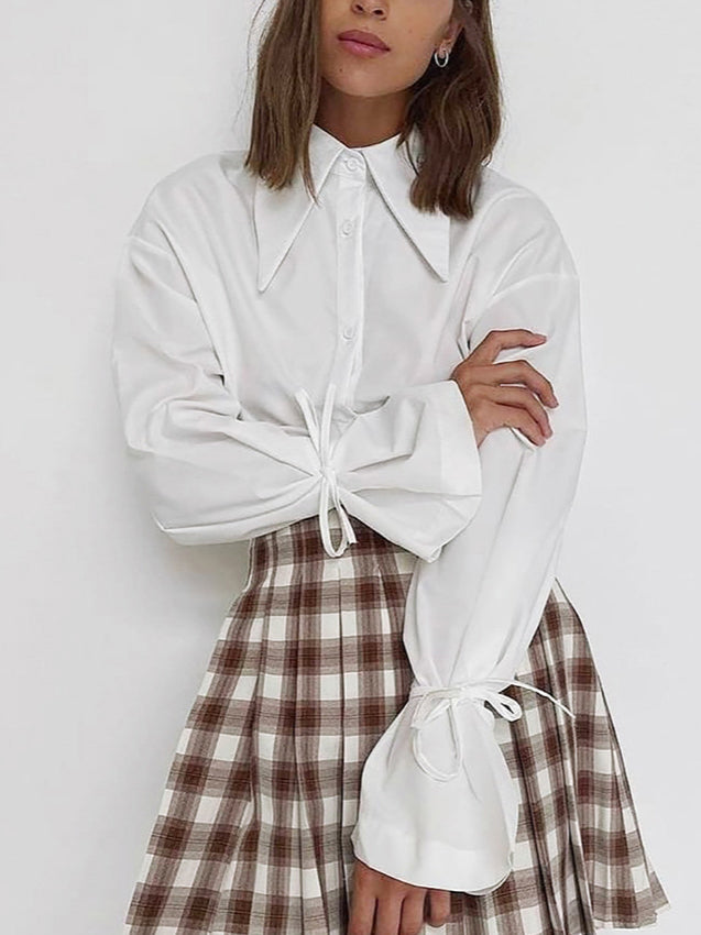 Bow Tie Long Sleeve White Blouse image 2
