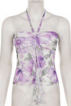 Floral Print Beaded Romantic Halter Top image 5