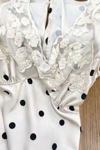 Lace Splice Satin Polka Dot Maxi Dress image 4