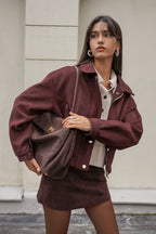 Loose Fit Red-Brown Suede Jacket image 4