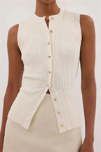 Solid Ribbed Sleeveless Cardigan image 2