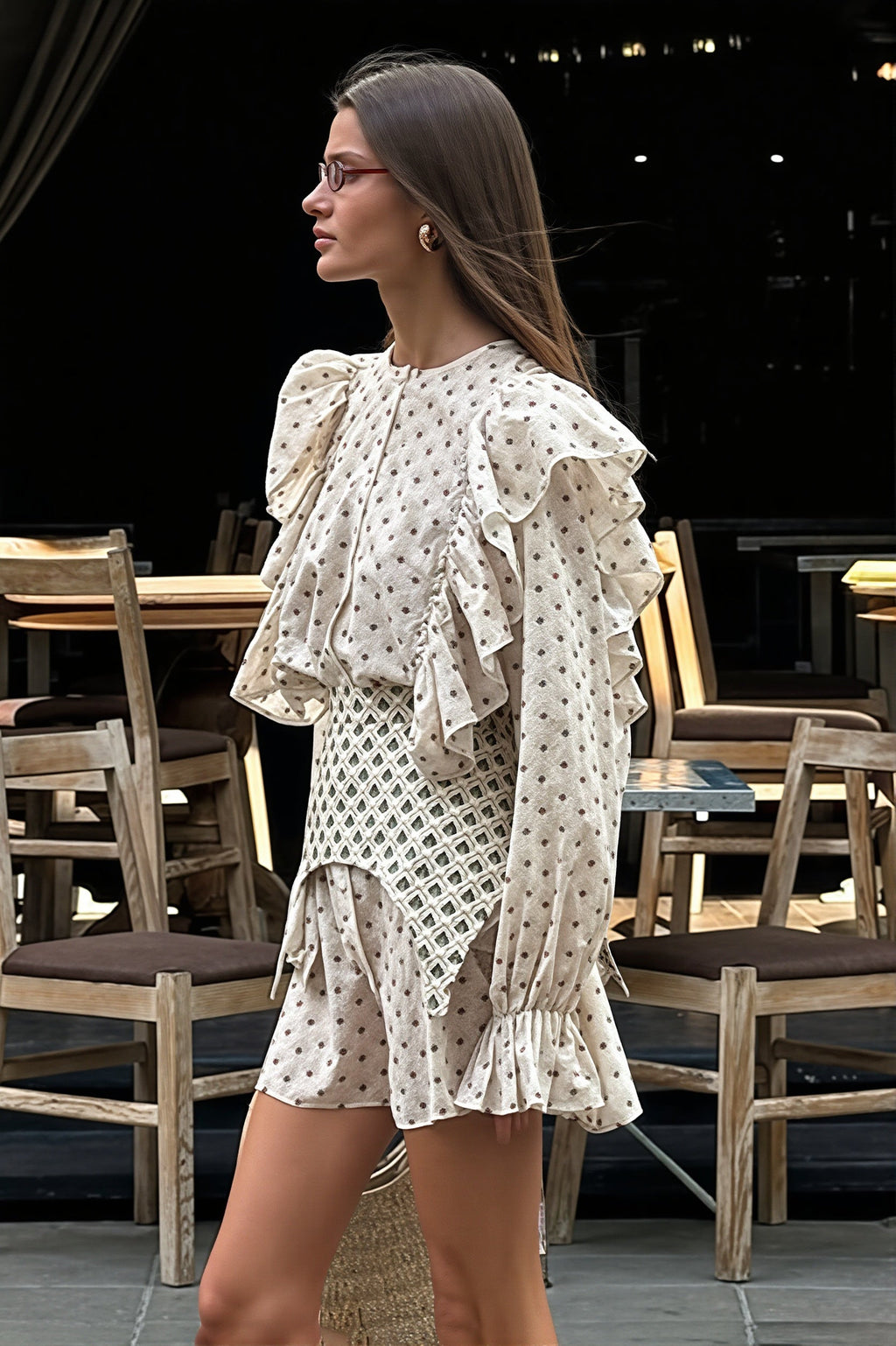 Ruffled Flare Sleeve Printed Mini Dress image 2