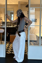 Street Style Loose Fit Spliced Wide Leg Pants image 2