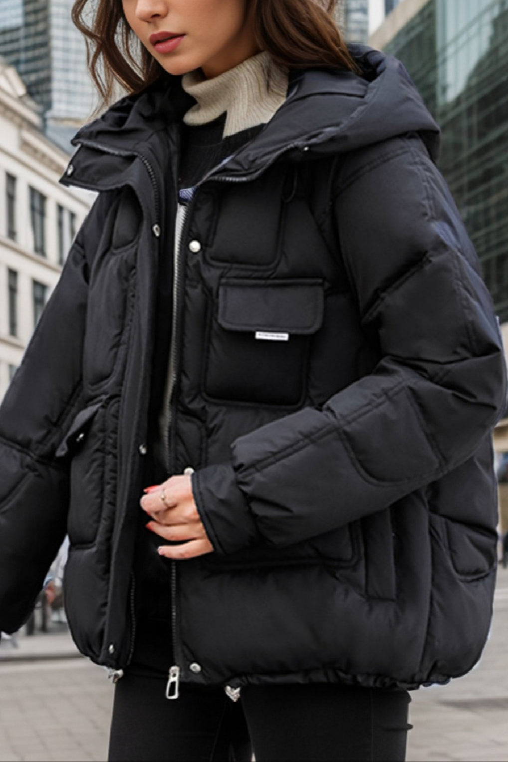 Cropped Insulated Cargo Puffer Jacket image 8