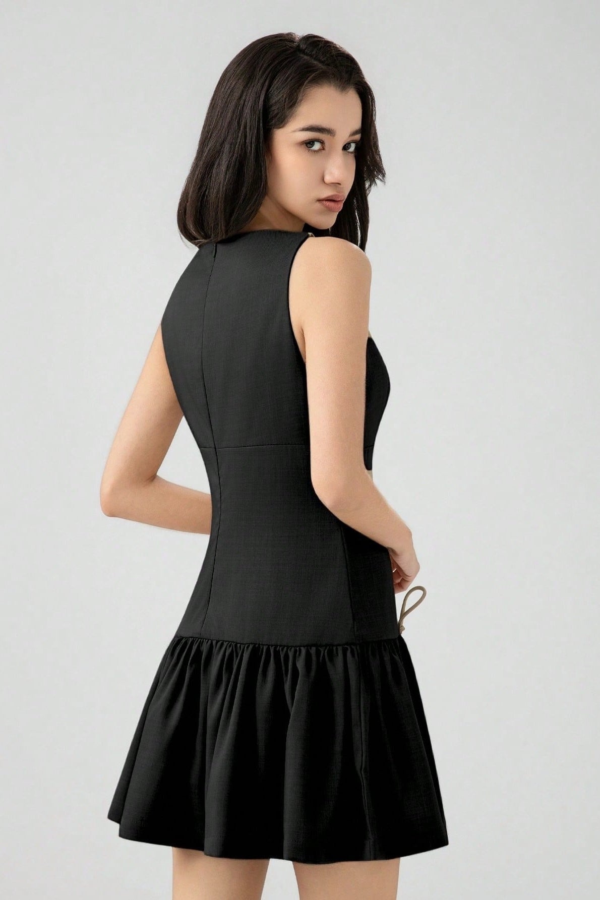 Solid Color Bow Sleeveless Mini Dress image 6