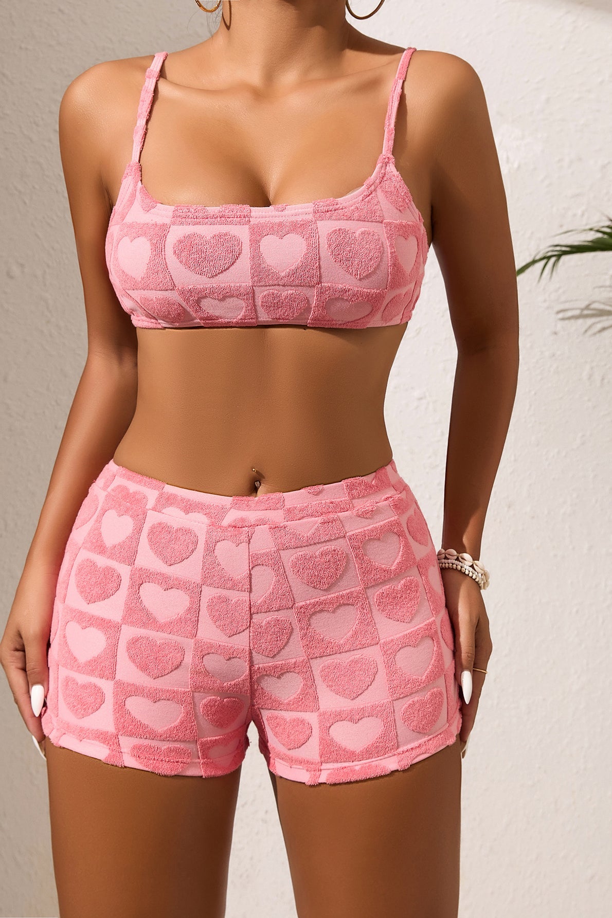 Pink Surf Style Bikini Two Piece Swim Set image 1