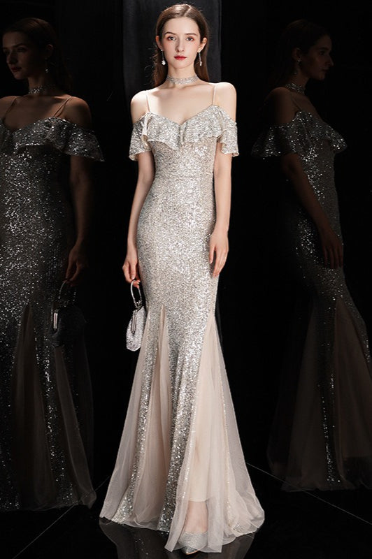 Off Shoulder Sequin Mesh Party Dress image 7