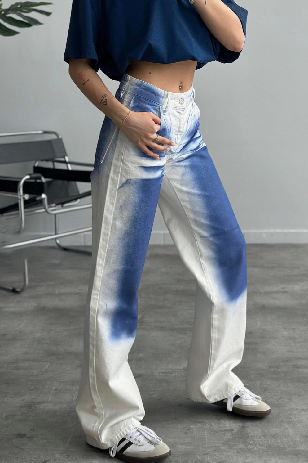 High Waist Printed Dyed Straight Jean image 1