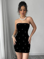 Pearl Velvet Party Evening Party Dress image 1