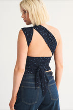 Polka Dot Multiway Tie Mesh Halter Top image 10
