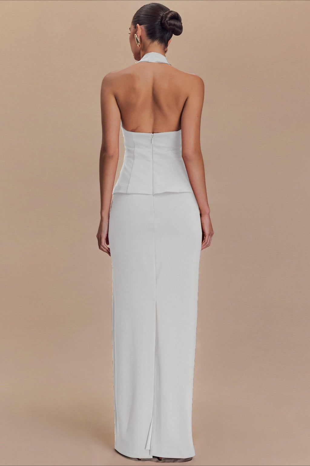 Solid Halter Backless Maxi Formal Dress image 6