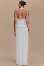 Solid Halter Backless Maxi Formal Dress image 6