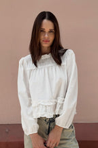 Round Neck Ruffled Ruched Loose Blouse image 2