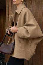 Batwing Sleeve Wool Blend Coat image 11