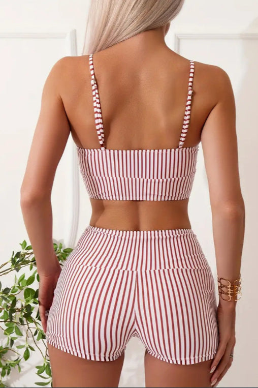 Wide Strap Striped Briefs Two Piece Swim Set image 5