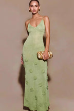 Solid Slim Knit Cami V Neck Maxi Dress image 1