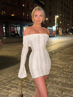 Lace Off-Shoulder Sexy Bodycon Mini Party Dress image 2