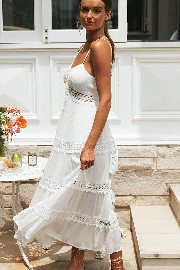 Lace Spliced Swing Cami Boho Dress image 3